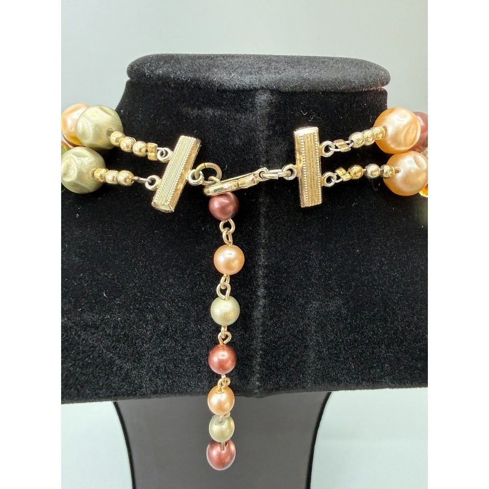 Vintage Beaded Japan MCM Choker Necklace Chunky Double Strand Retro 50s 60s - Picture 3 of 6